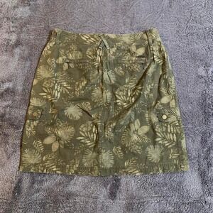 Vintage Ll bean khaki and green floral mini skirt with pockets and zipper